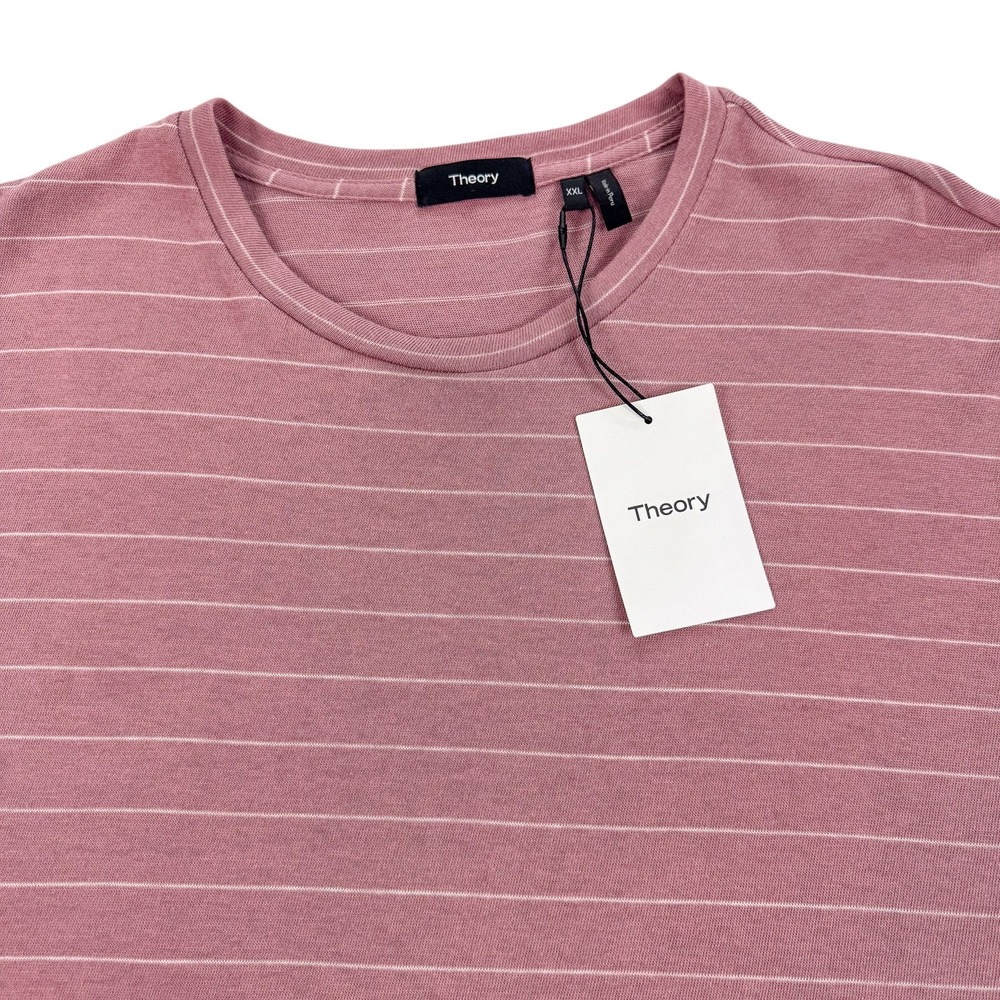 Theory Clean Tee Shirt Mens 2XL Purple Light Plum Viola Striped Cotton NEW $95